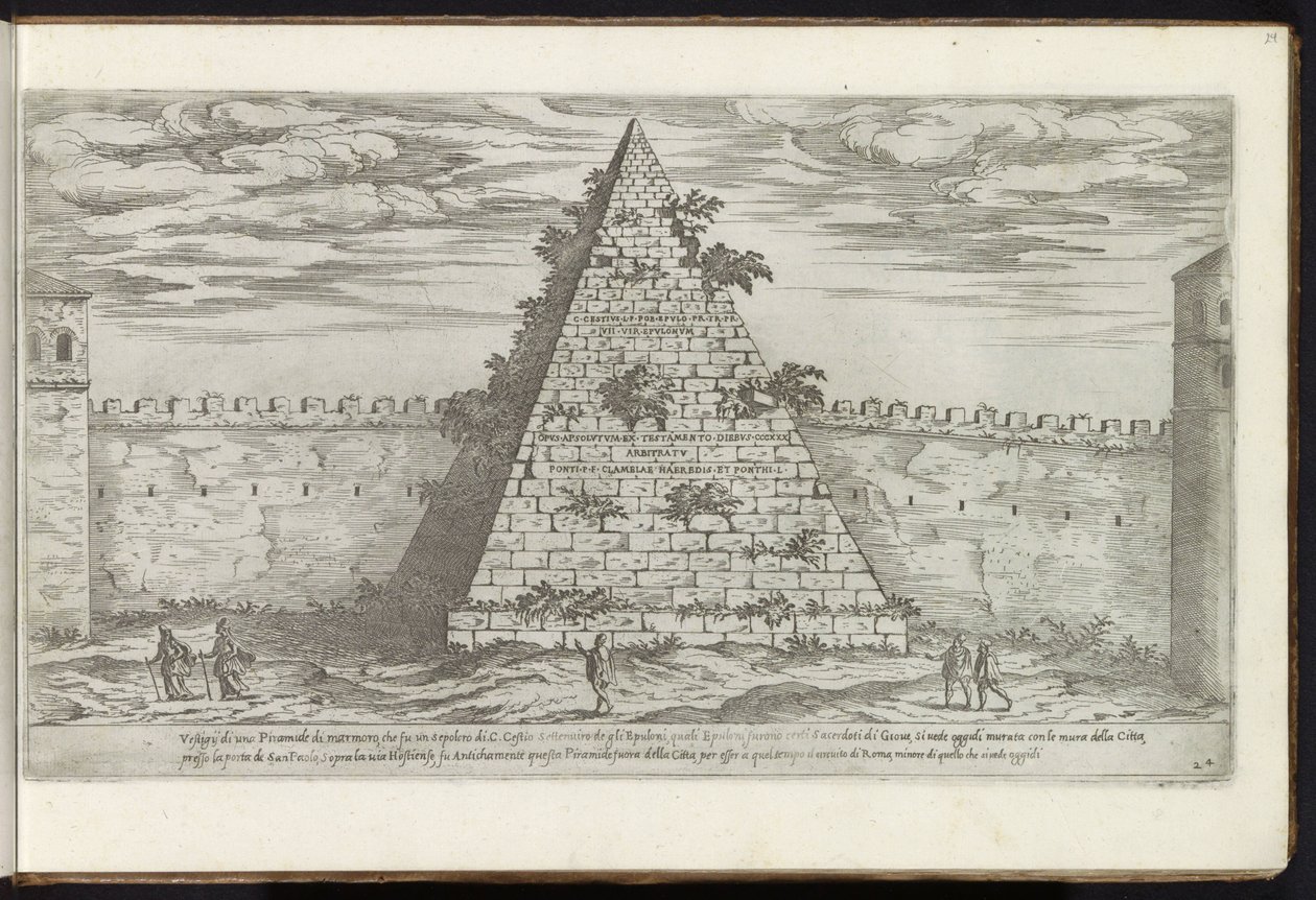 Piramide van Cestius te Rome door Etienne Duperac