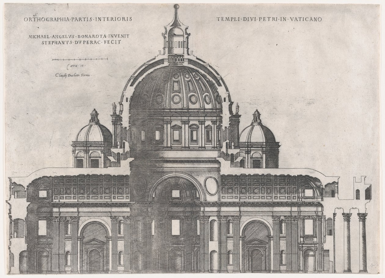 Speculum Romanae Magnificentiae: St. Pieter, 16e eeuw door Etienne Duperac