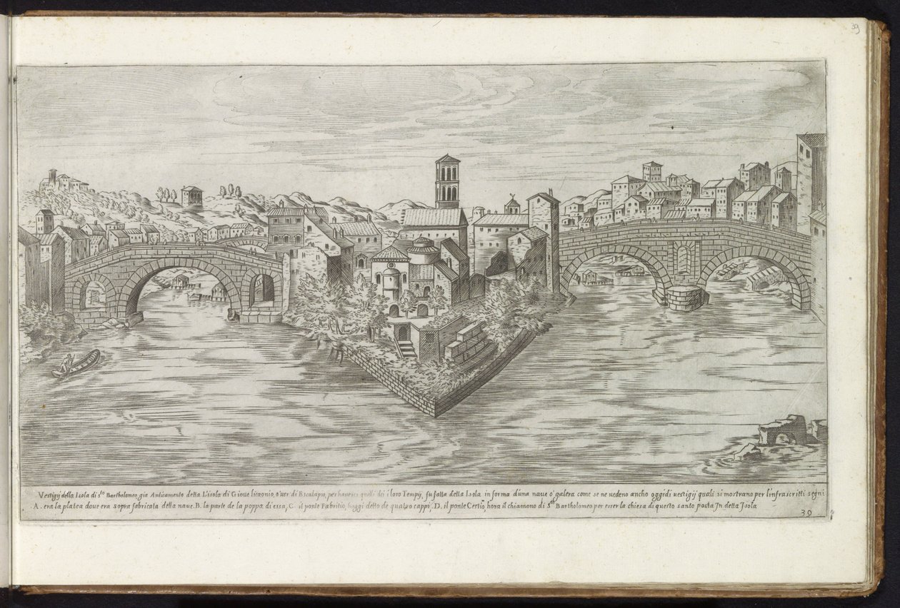 Tibereiland te Rome door Etienne Duperac