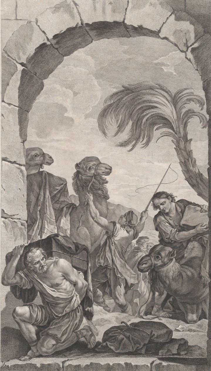 De Kapel van de Enfants-Trouvés in Parijs: La Suite des rois mages: chameliers et porteur, 1756 door Etienne Fessard