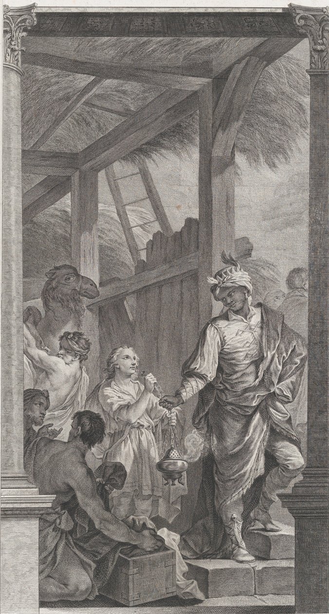 De Kapel van de Enfants-Trouvés in Parijs: De Wijze Koning Balthazar en zijn gevolg, 1752 door Etienne Fessard