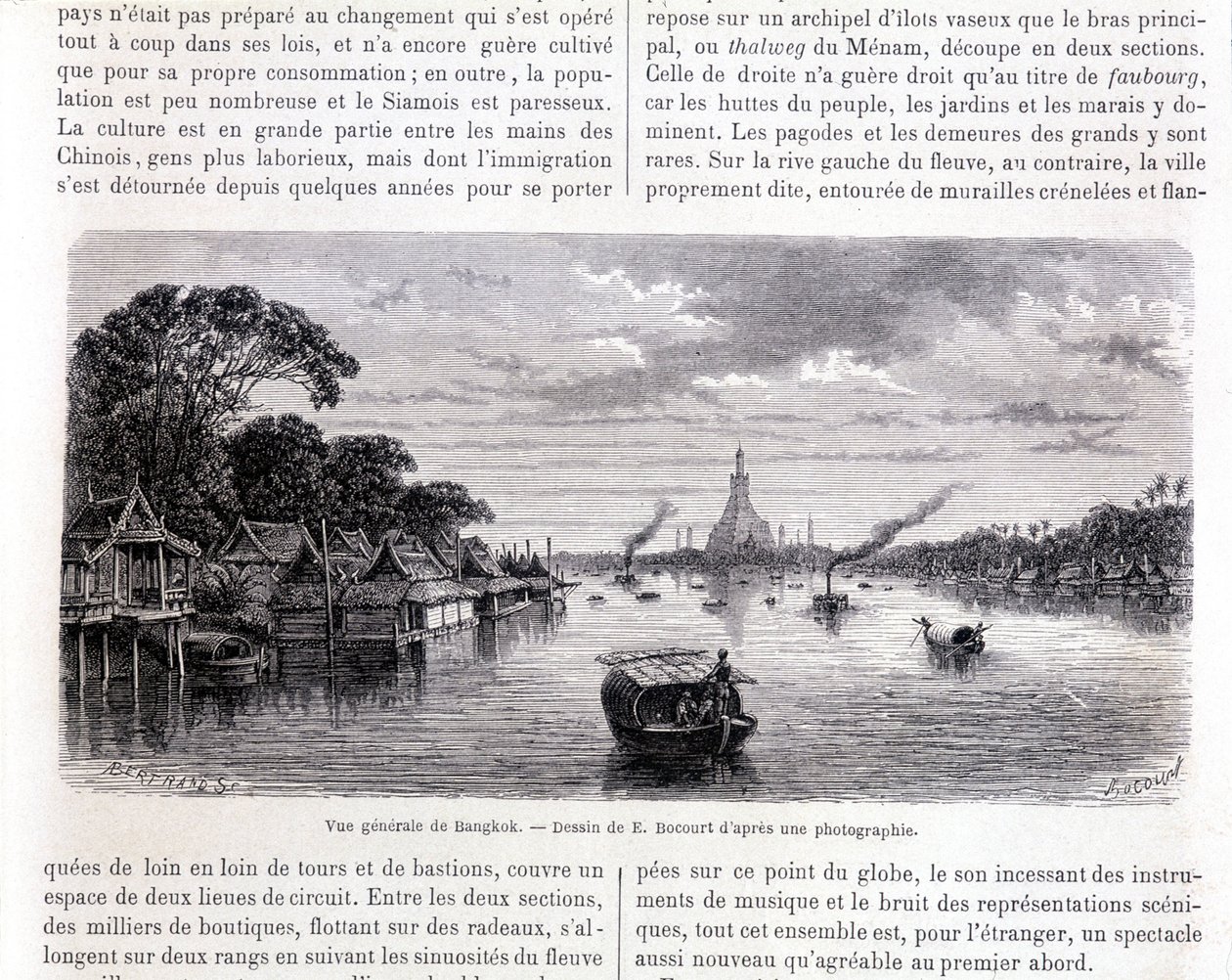 Algemeen overzicht van Bangkok. Tekening door E. Bocourt. door Etienne Gabriel Bocourt
