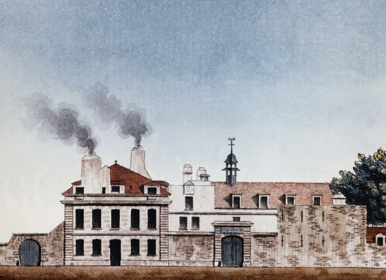 Necker ziekenhuis in 1818 - vignette gegraveerd door J.E. Thierry, Archieven van Openbare Hulp door Etienne Jules Thierry