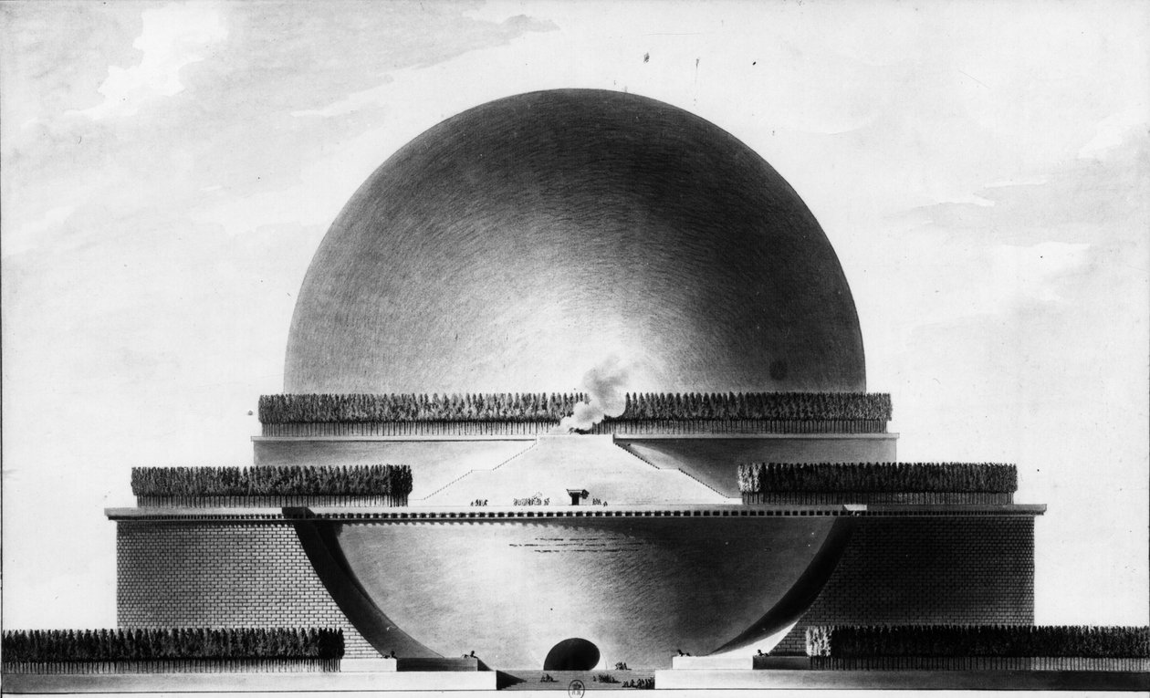 Cenotaaf voor Newton - E.L. Boullée door Etienne Louis Boullee