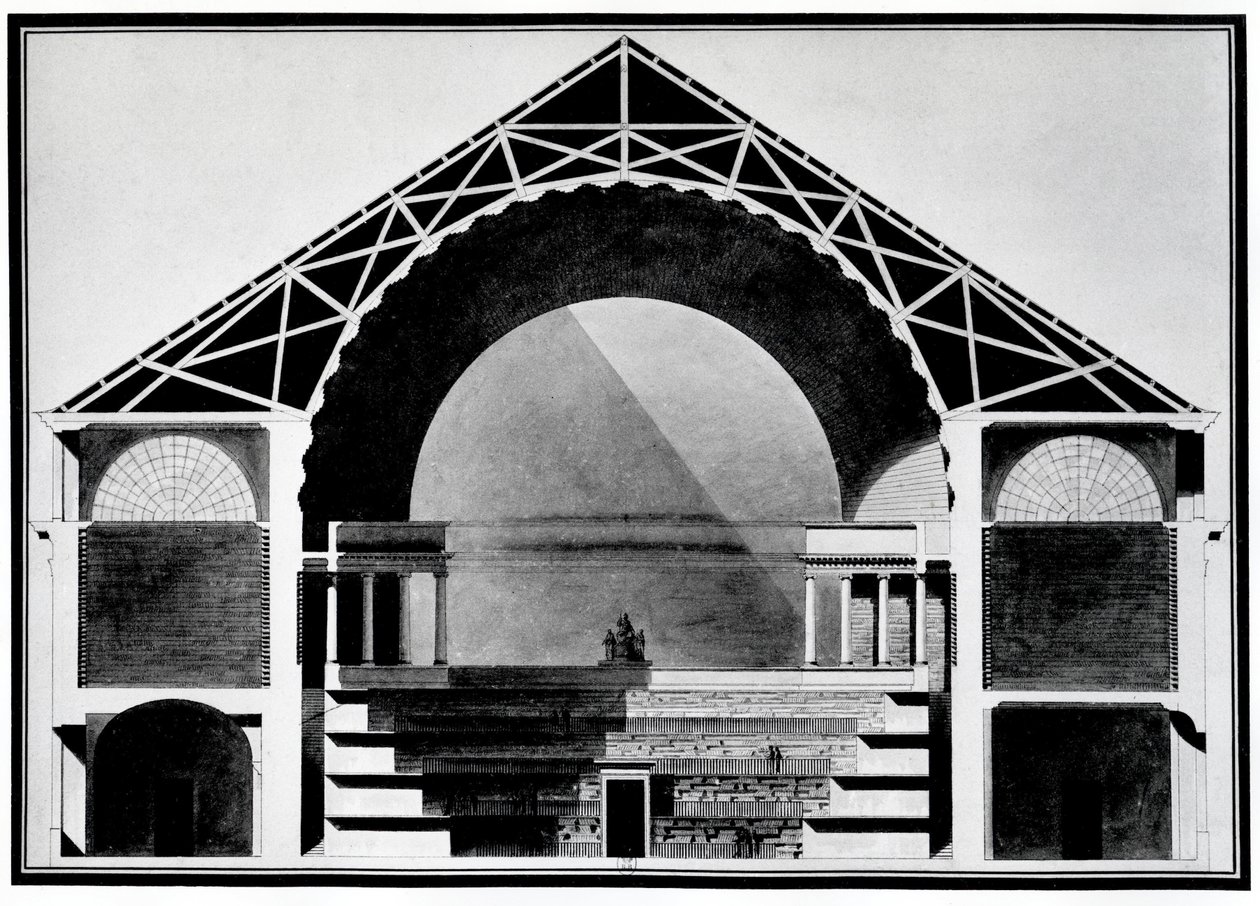 Ontwerp voor de Bibliotheque Royale de France door Etienne Louis Boullee
