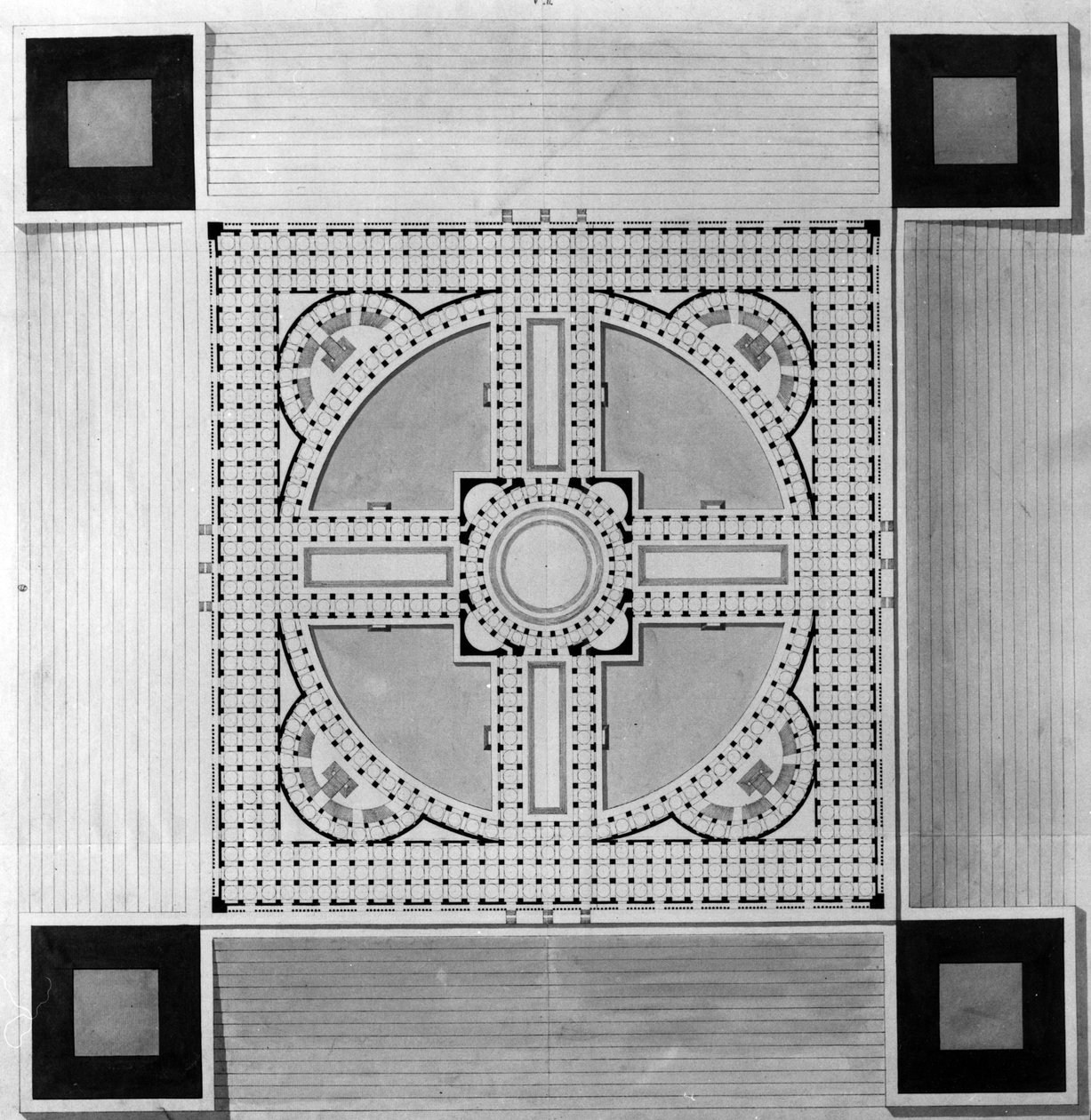 Kaart van het Gemeentepaleis - E.L. Boullée door Etienne Louis Boullee