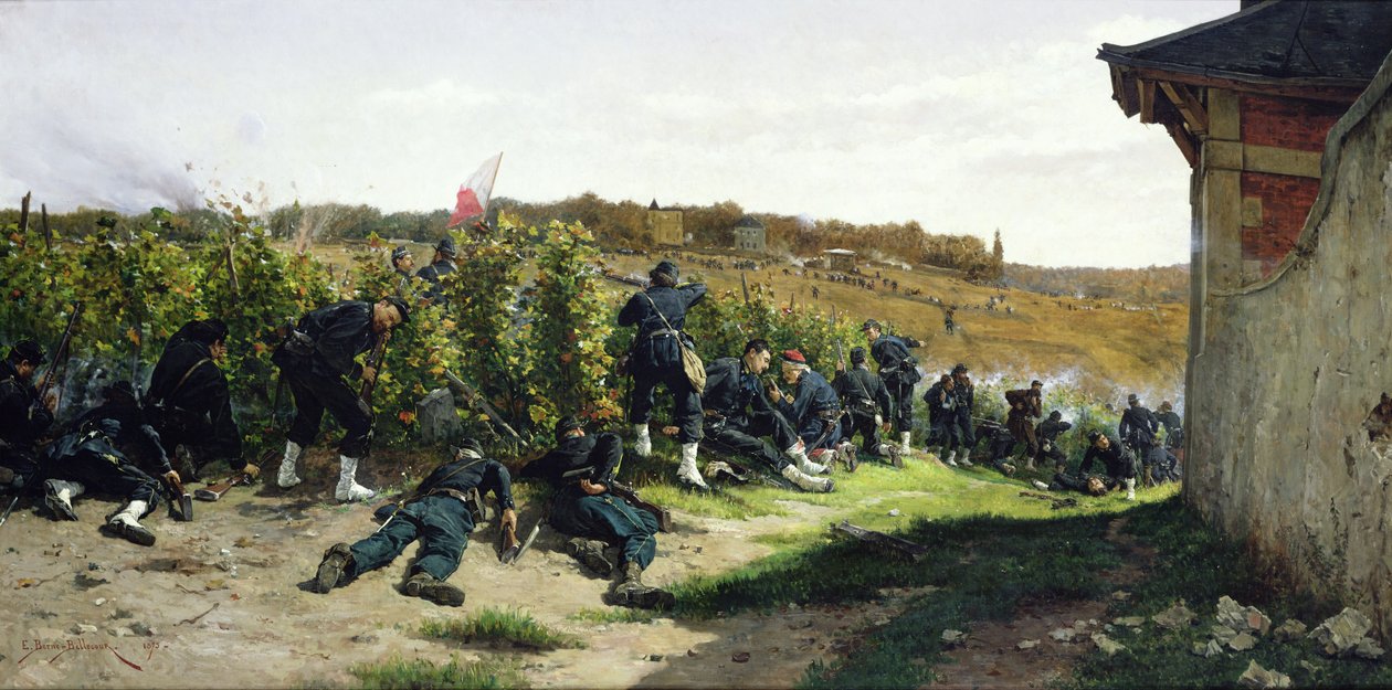 De Tirailleurs de la Seine bij de Slag om Rueil-Malmaison, 21 oktober 1870, 1875 door Etienne Prosper Berne Bellecour