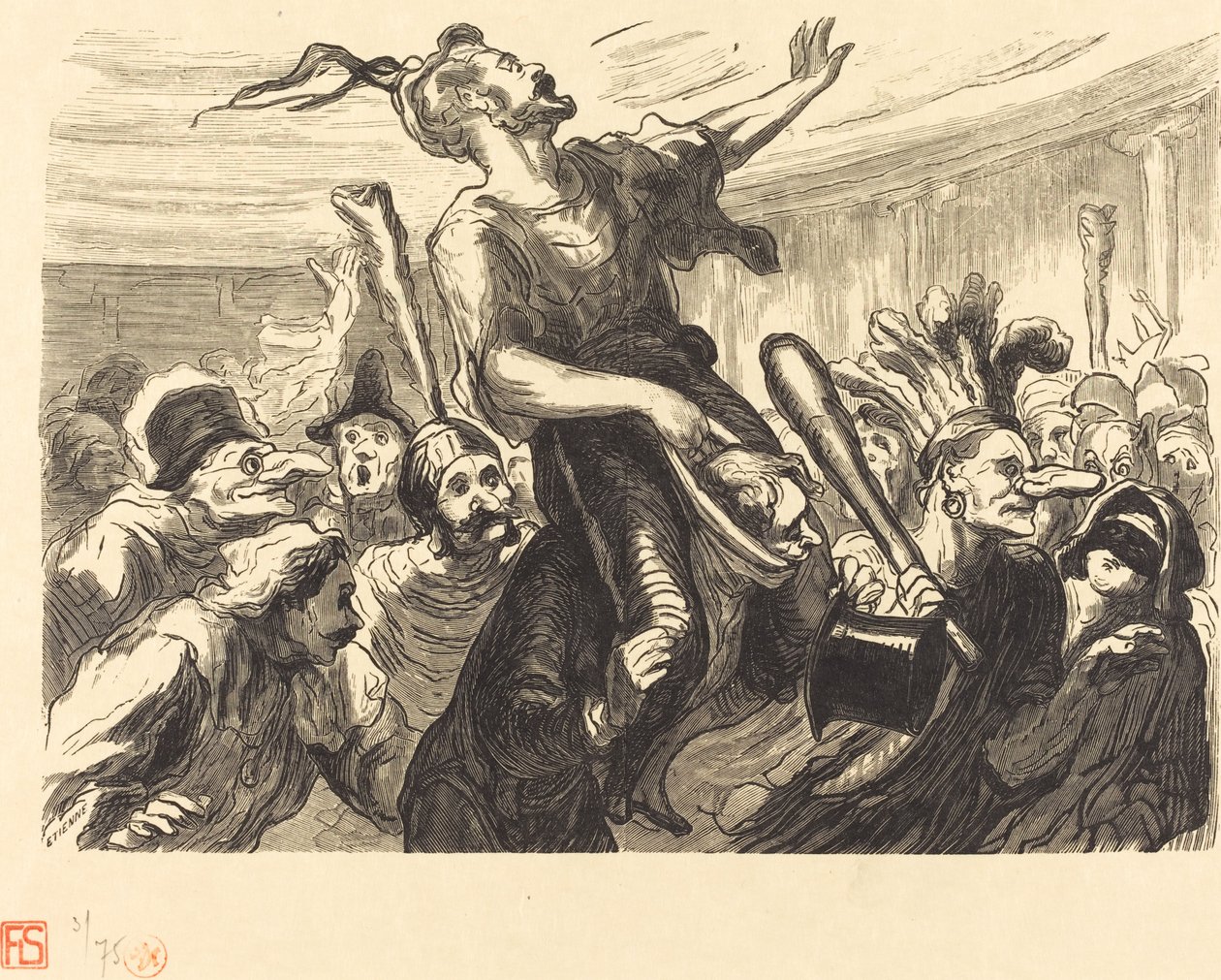 La Mi-Careme - Op het bal van de Opera door Etienne after Honoré Daumier