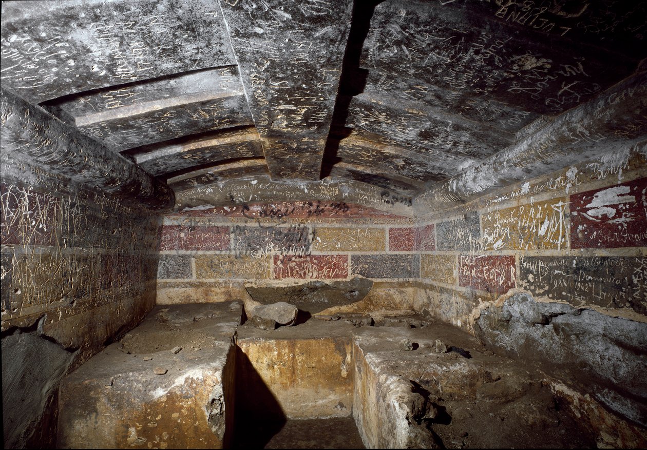 Binnenkant van het Francois-graf in de necropolis van Ponte Rotto, 4e eeuw v.Chr. door Etruscan