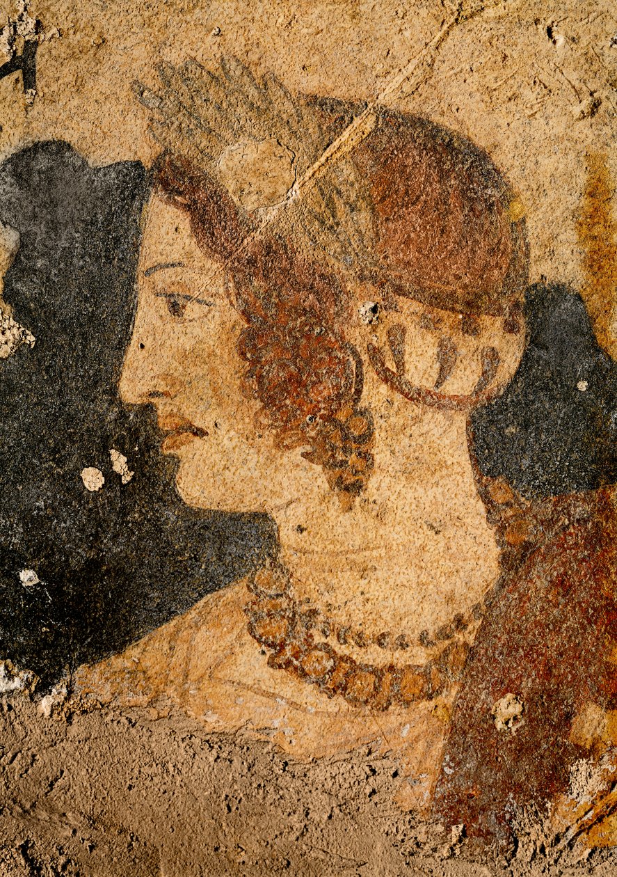 Hoofd van een jonge vrouw, Velia, uit het graf van de Orcus door Etruscan