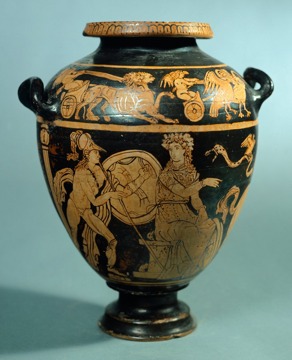 Stamnos, roodfigurige aardewerk uit Vulci (Lazio). Etruskische Beschaving, 4e eeuw v.Chr. door Etruscan