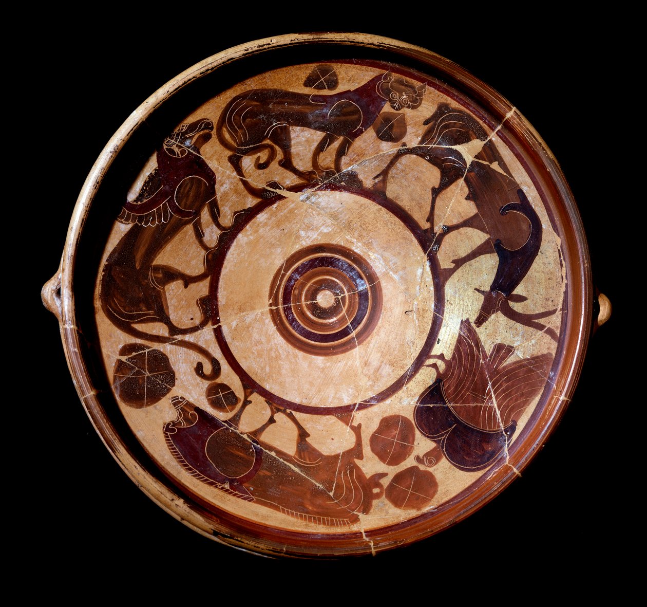 Terracotta plaat die dieren voorstelt, 600-590 v.Chr. door Etruscan