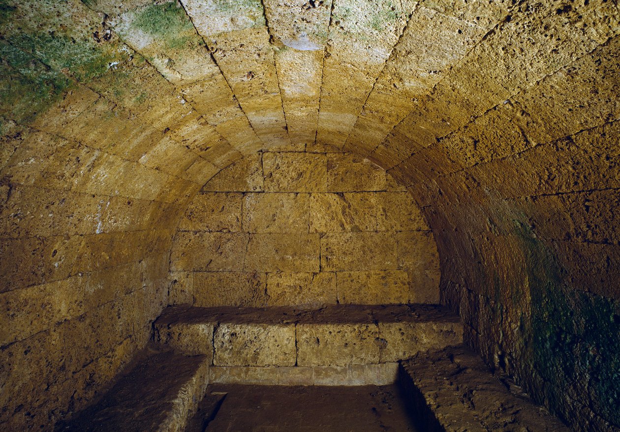 Etruskische beschaving: uitzicht op het graf del Gran Duca (Grote Hertog), eind 3e eeuw v.Chr. Chiusi, Italië door Etruscan Etruscan