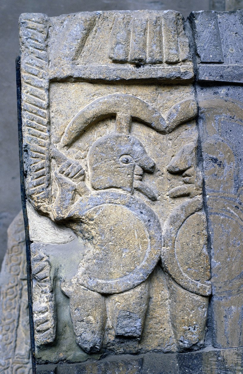 Etruskische krijger op een sarcofaag van het Nationaal Museum van Tarquinia. door Etruscan Etruscan