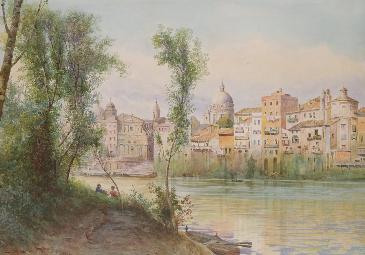 Uitzicht op de Porto di Ripetta dai Prati, Rome door Ettore Roesler Franz