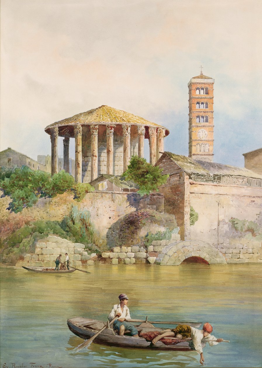 Uitzicht op de Sbocco della Cloaca Massima, Rome door Ettore Roesler Franz