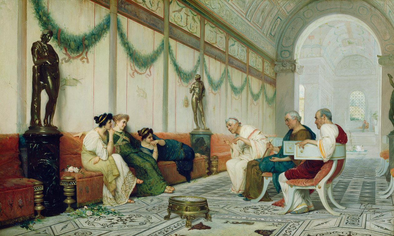 Interieur van Romeins Gebouw met Figuren, ca. 1880 door Ettore Forti