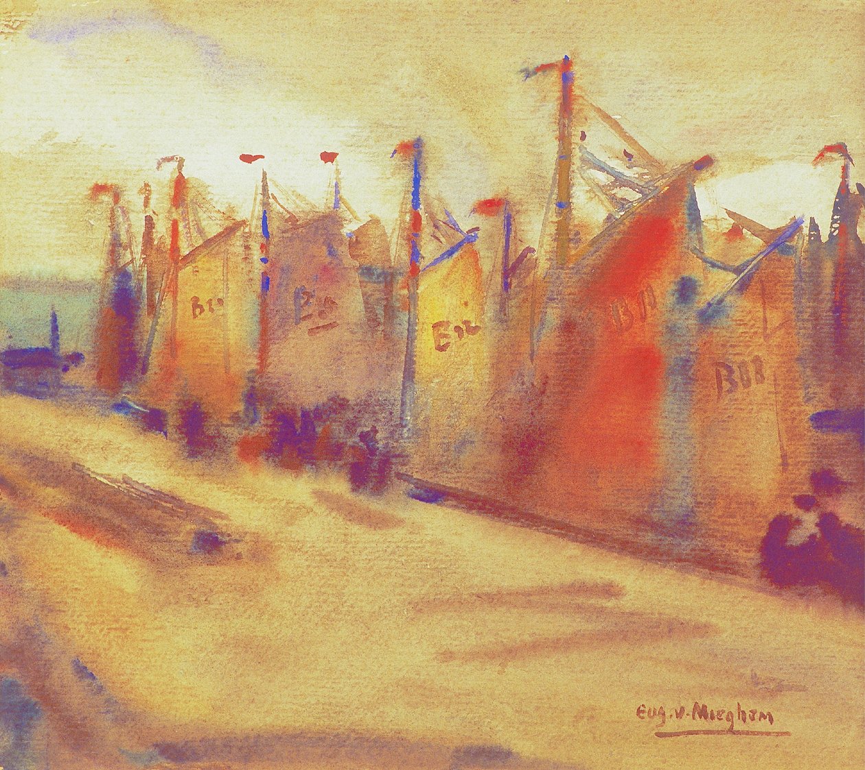 Vissersboten in de haven van Blankenberge door Eugeen van Mieghem