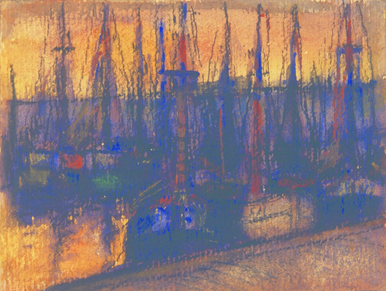Vissersboten in de haven van Blankenberge door Eugeen van Mieghem