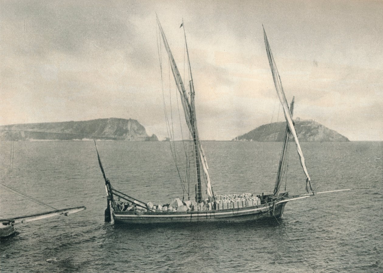 Zeilboot in de haven van Napels, Italië, 1927 door Eugen Poppel