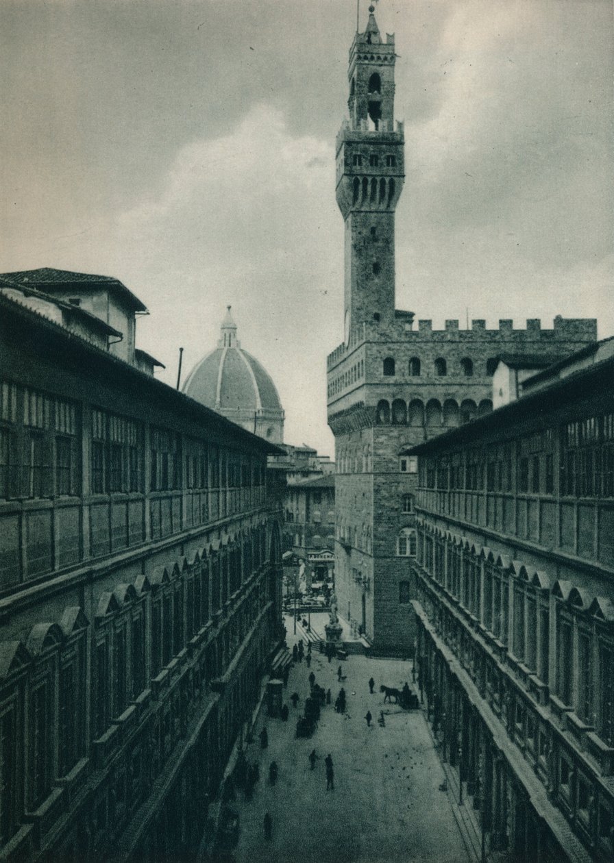 Het Palazzo Vecchio vanuit de Uffizi-galerij, Florence, Italië door Eugen Poppel