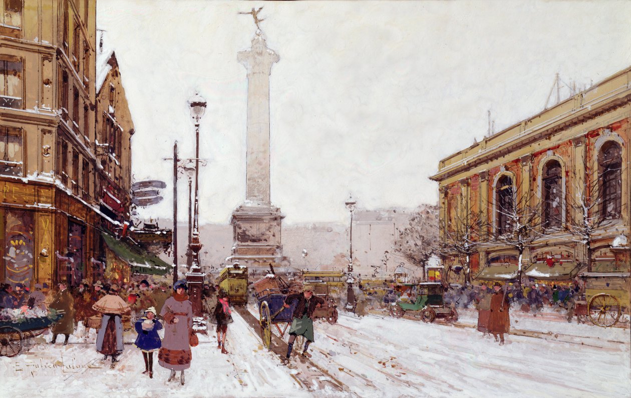 Place de la Bastille door Eugene Galien Laloue