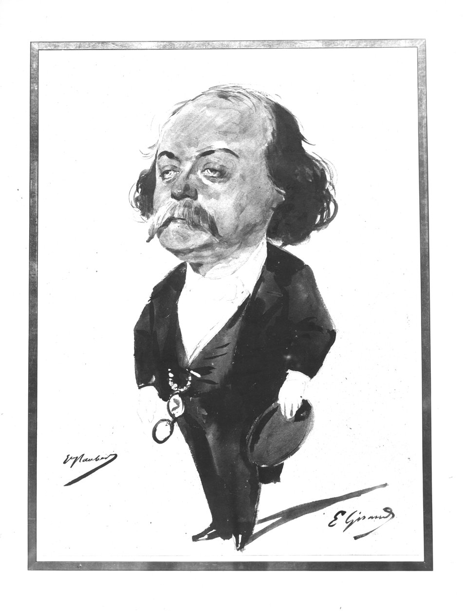 Karikatuur van Gustave Flaubert door Pierre François Eugène Giraud