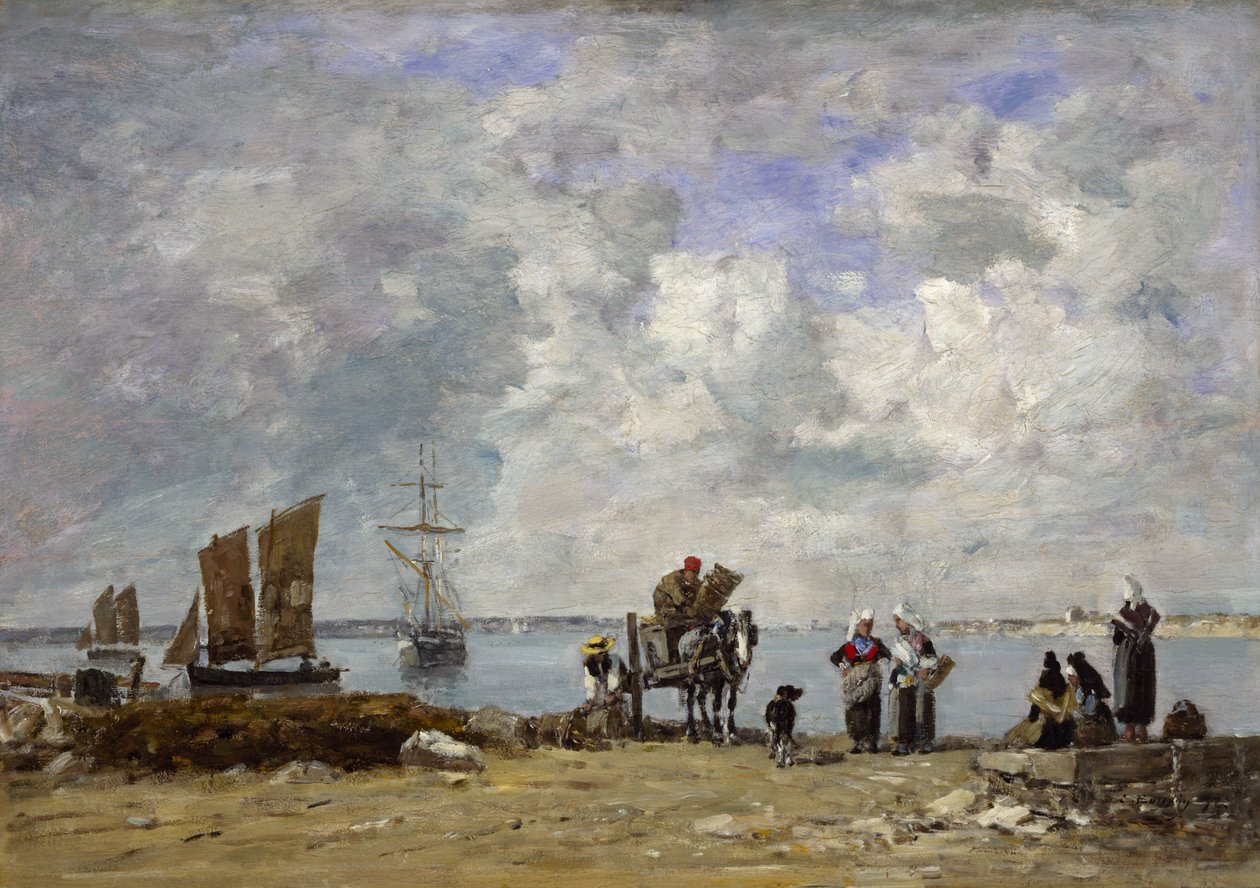 Vissersvrouwen aan de kust, 1872 door Eugene Louis Boudin