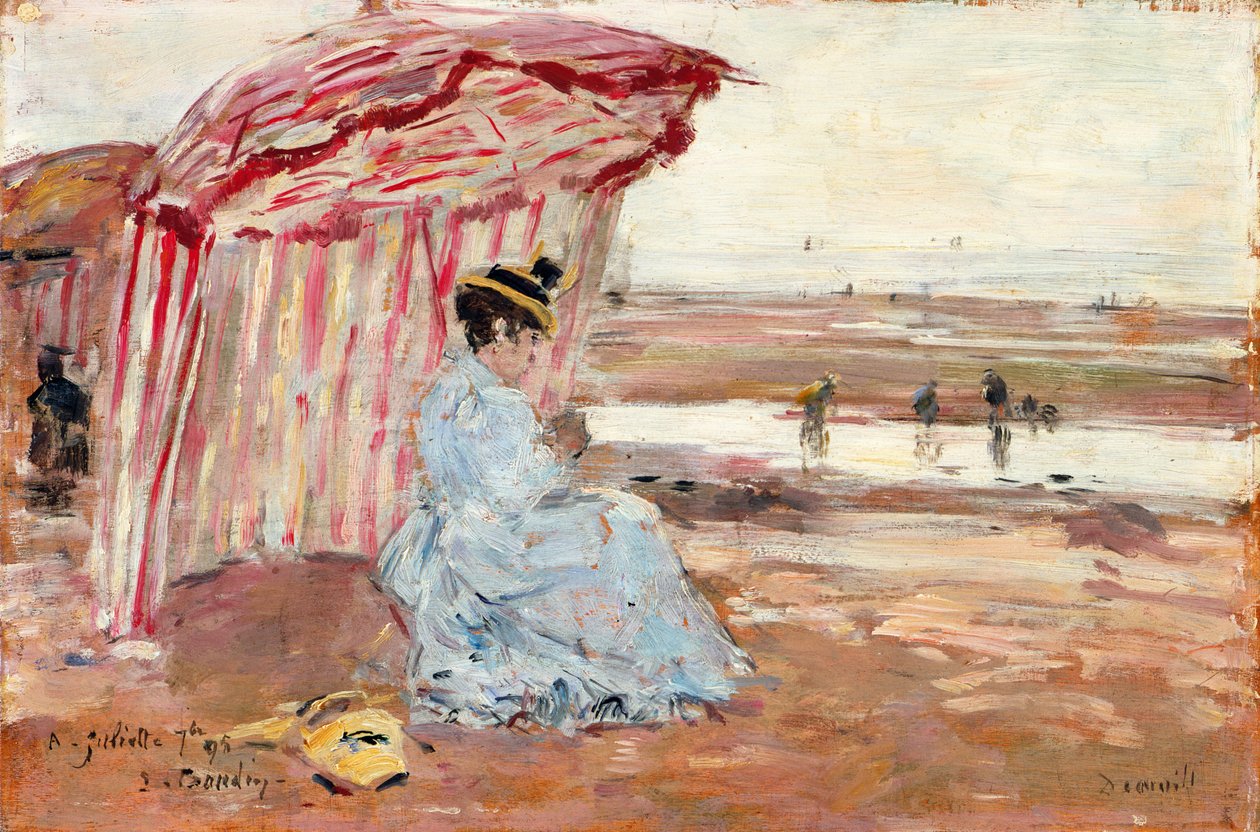 Vrouw Onder Strandparasol door Eugene Louis Boudin