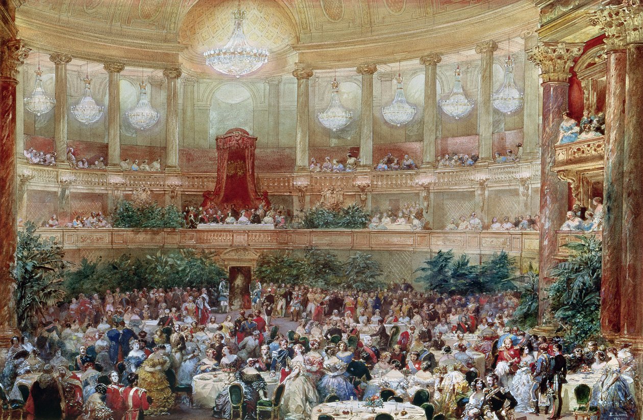 Diner in de Salle des Spectacles in Versailles, 1854 door Eugene Louis Lami
