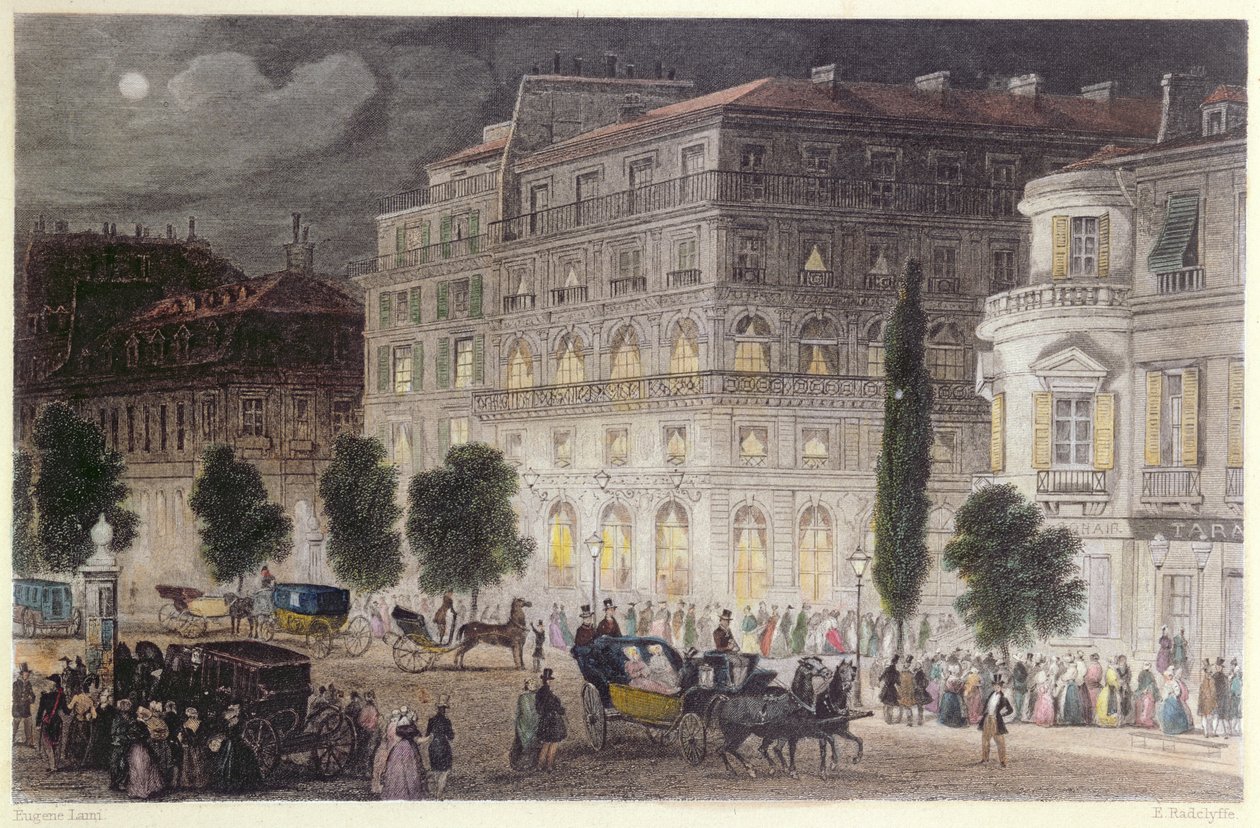 Uitzicht op de Boulevard des Italiens, gegraveerd door E. Radclyffe, c.1840-50 door Eugene Louis Lami