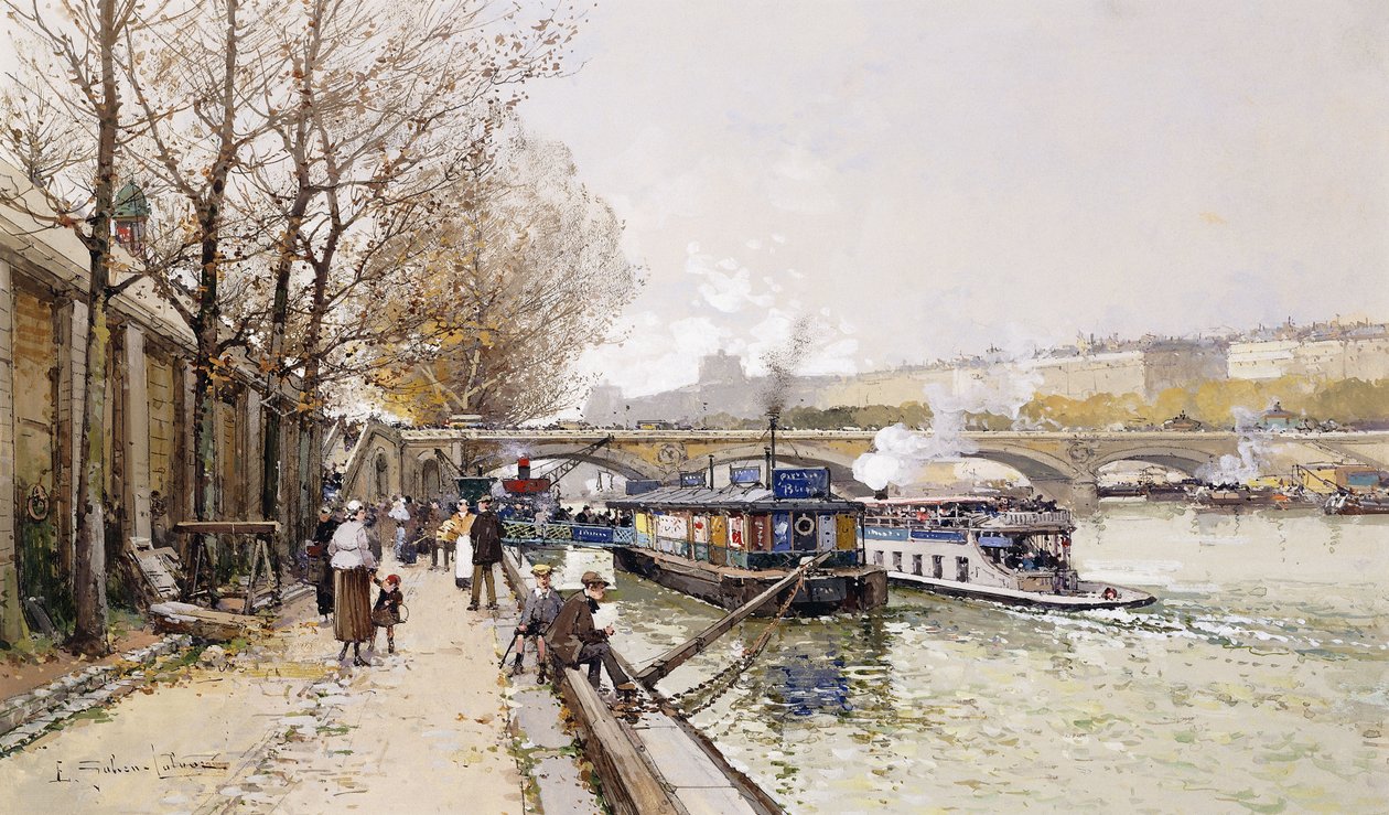 Aken op de Seine door Eugene Galien Laloue