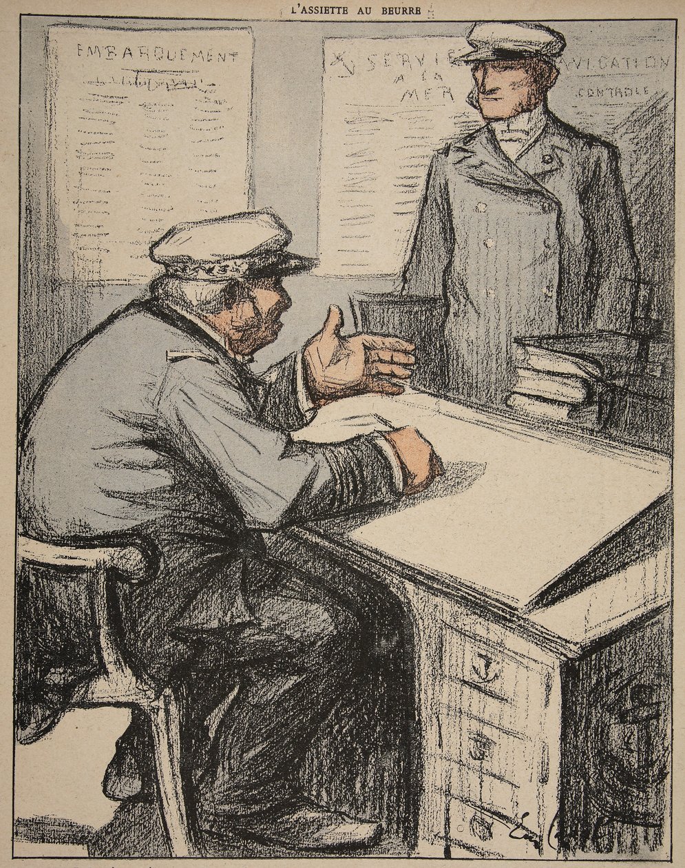 Twee maritieme heren in hun kantoren, illustratie uit 