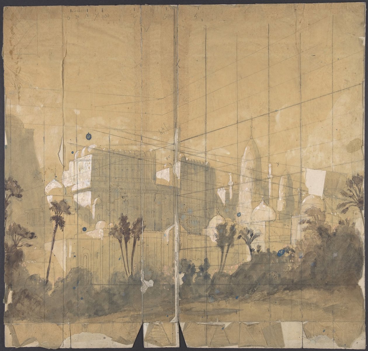 Ontwerp voor een toneeldecor in de Opéra, Parijs, 1828-90 door Eugene Ciceri