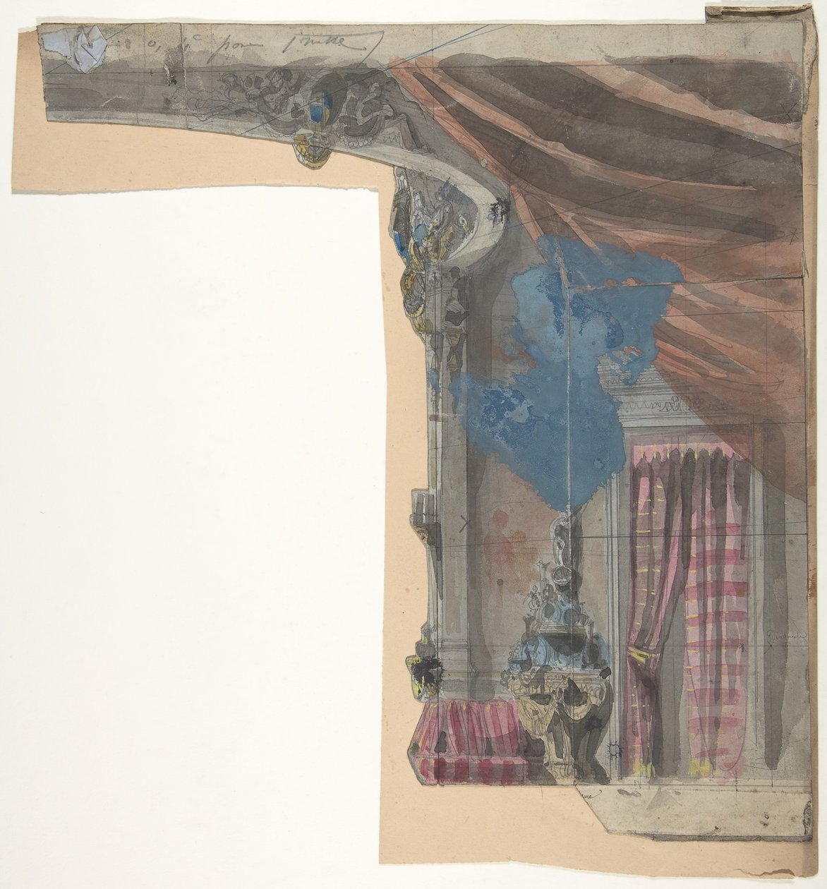 Ontwerp voor een toneeldecor in de Opéra, Parijs door Eugene Ciceri