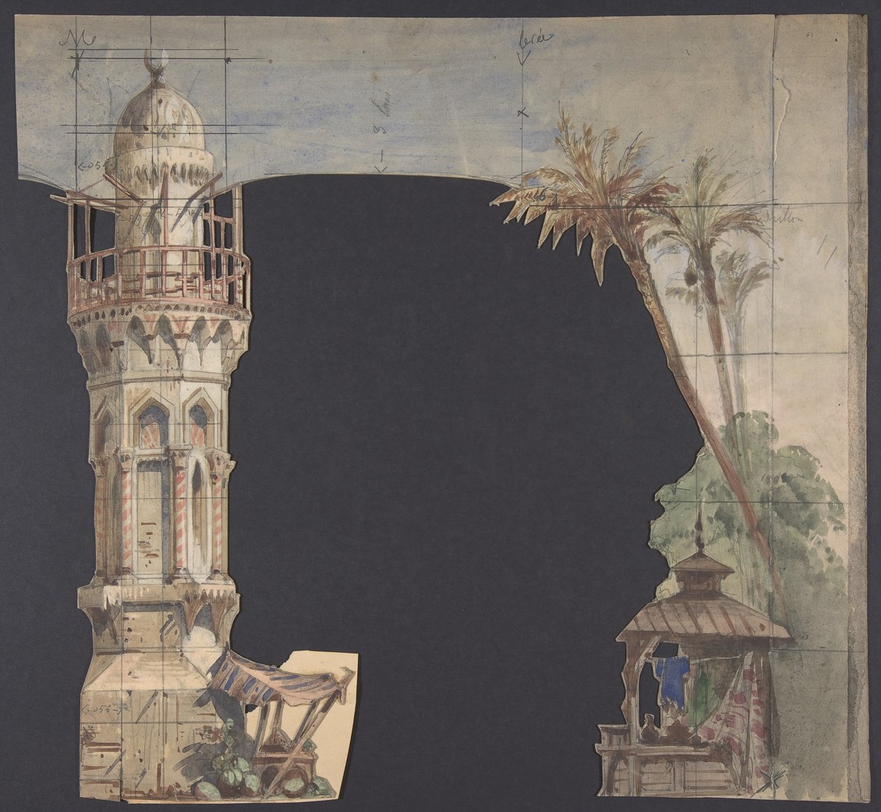 Ontwerp voor een Toneelset in de Opéra, Parijs door Eugene Ciceri