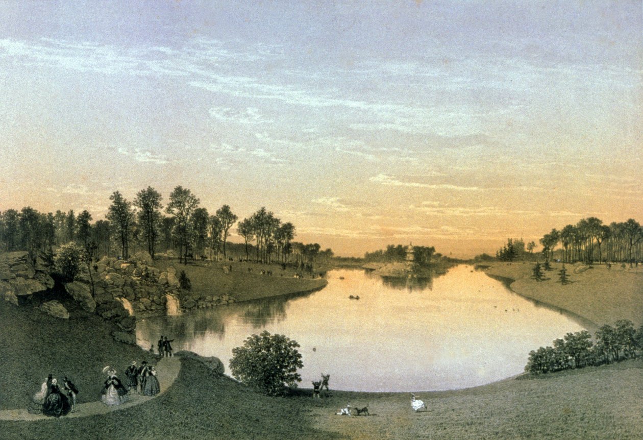 Meer in bois de Boulogne, c.1860 (gravure) door Eugene Ciceri
