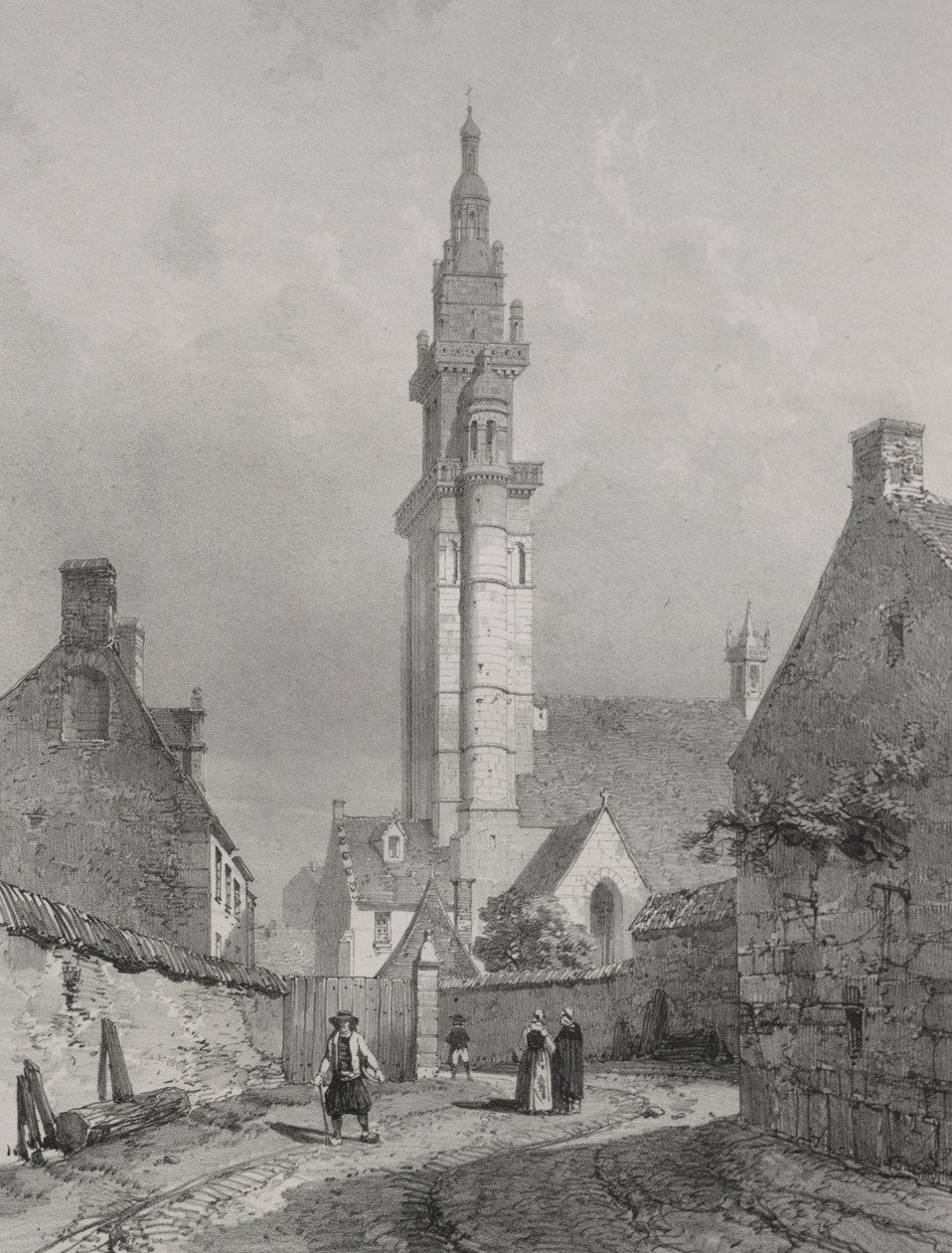 Reizen door het pittoreske en romantische oude Frankrijk. Bretagne: Kerk van Roscoff door Eugene Ciceri