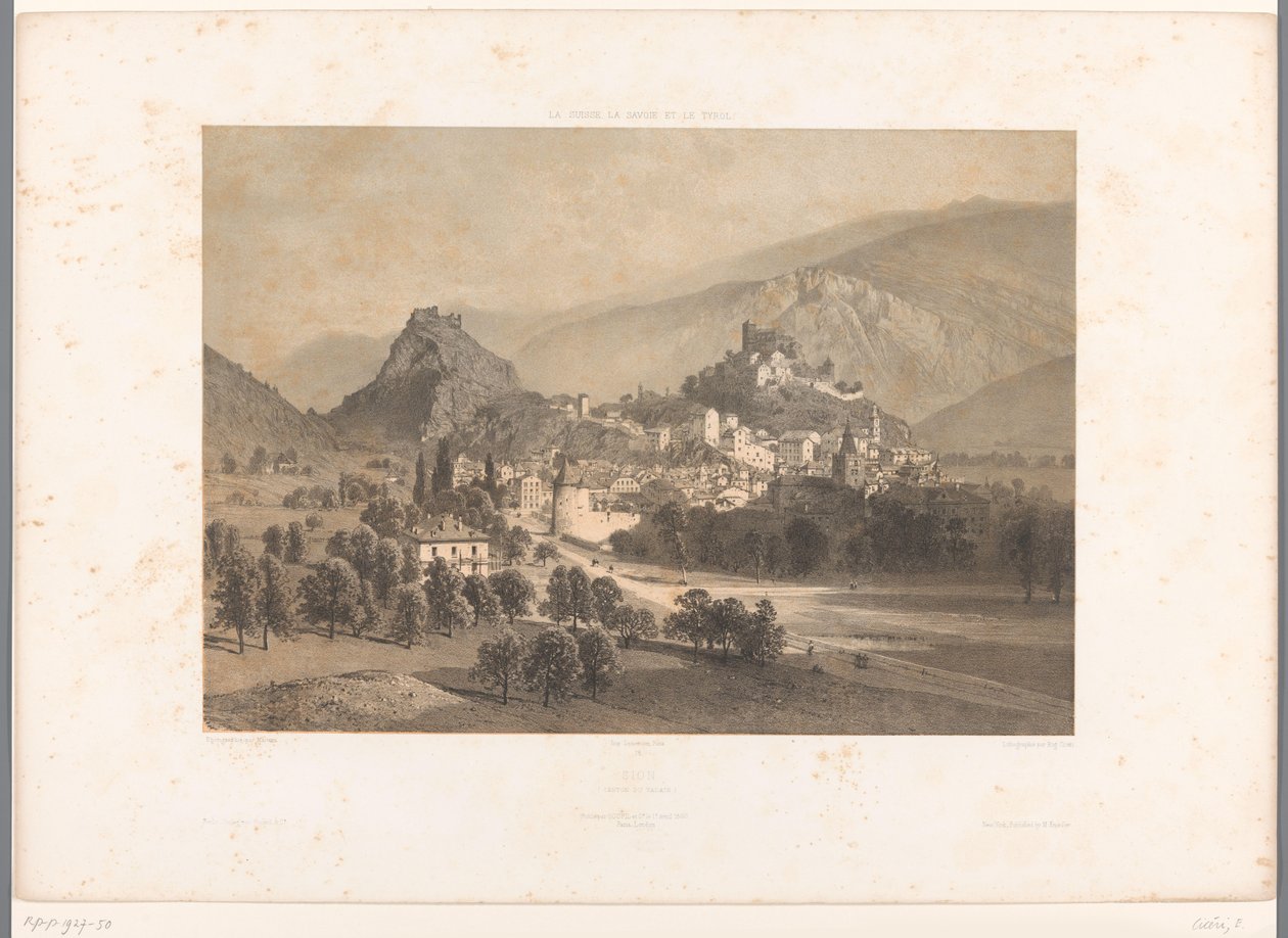 Zicht op Sion in het dal van de Rhône door Eugene Ciceri