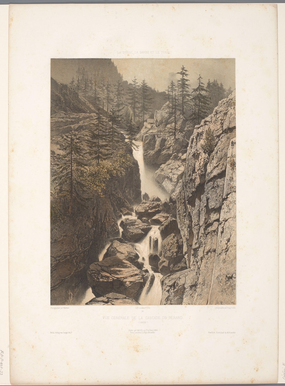 Zicht op de Bérard-waterval door Eugene Ciceri