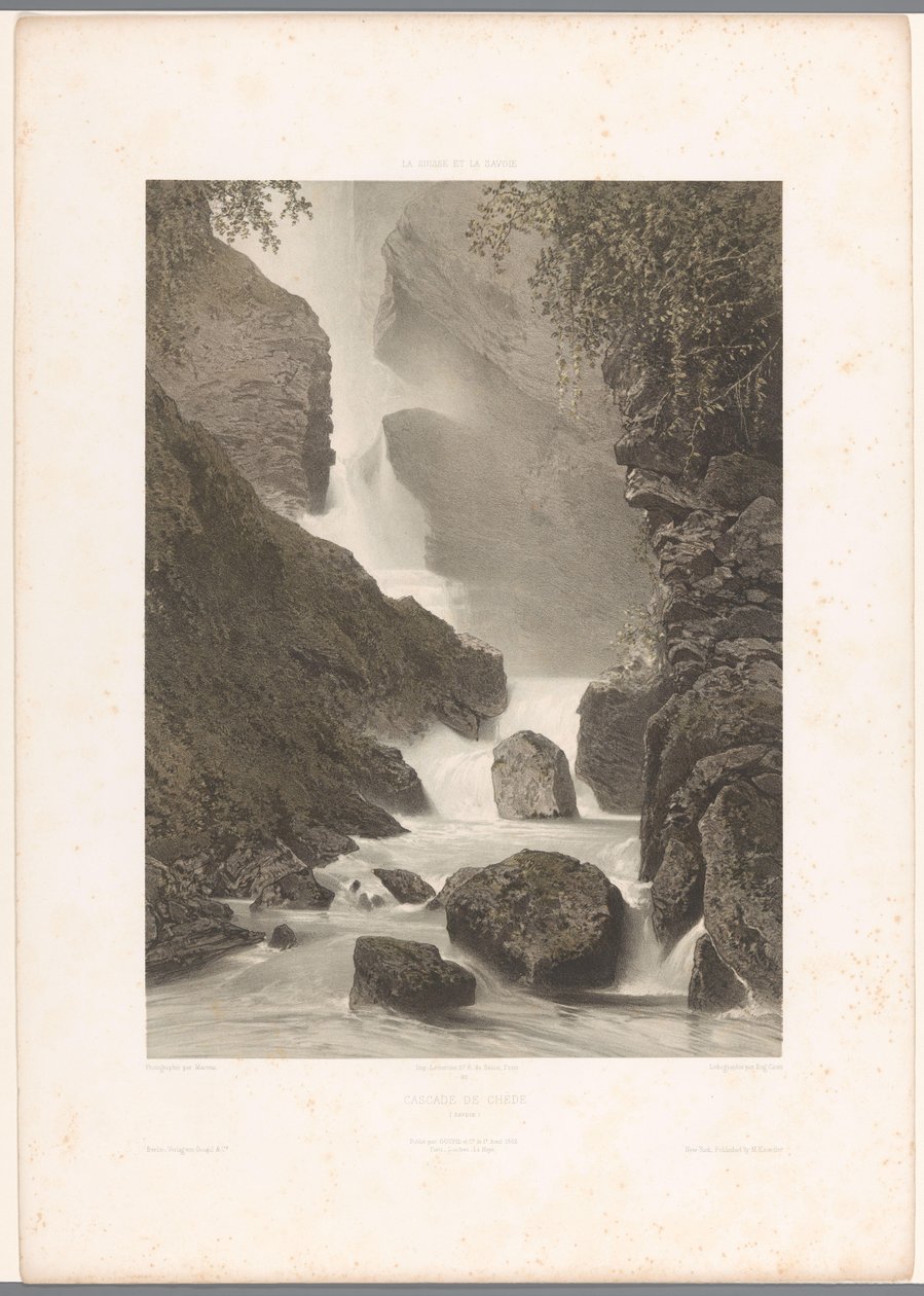 Zicht op de Chède-waterval door Eugene Ciceri