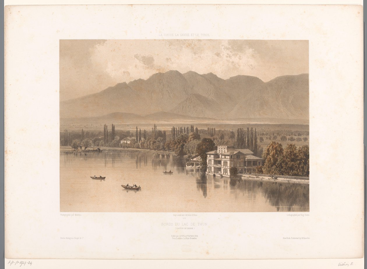 Zicht op de oevers van de Thunersee door Eugene Ciceri