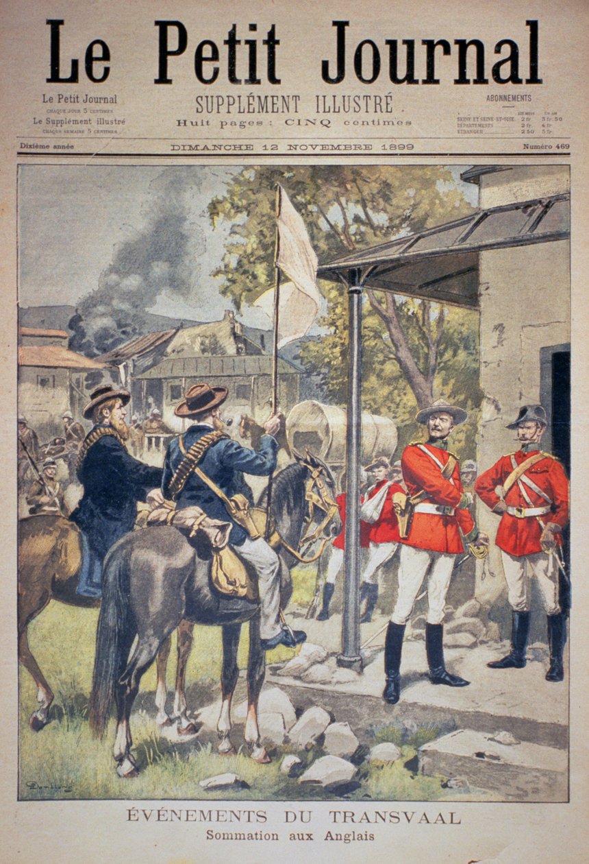 Gebeurtenissen in de Transvaal: Oproep aan de Engelsen, voorpagina van Le Petit Journal, 12 november 1899 door Eugene Damblans