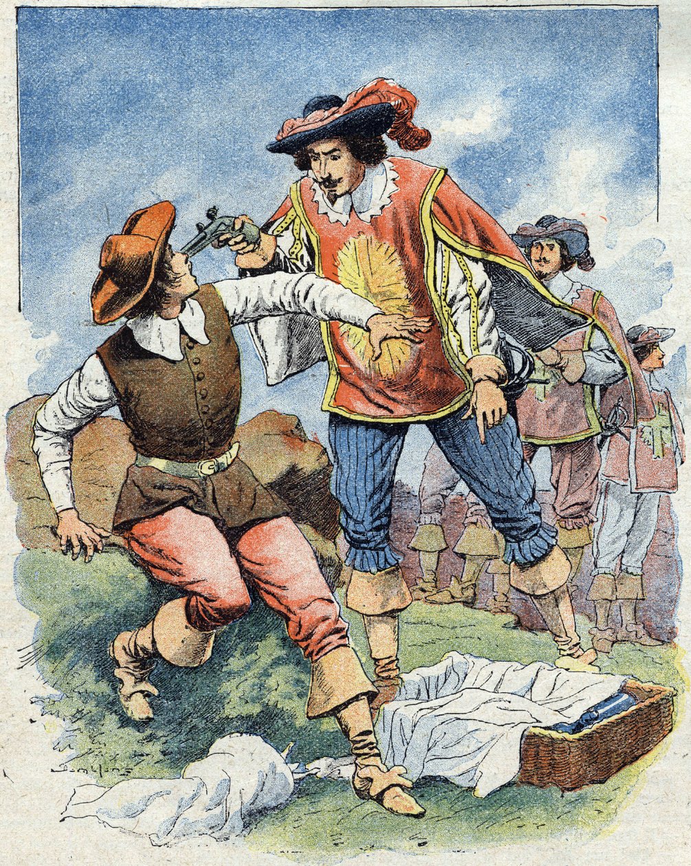 Illustratie voor "Les Trois Mousquetaires" (De drie musketiers) door Eugene Damblans