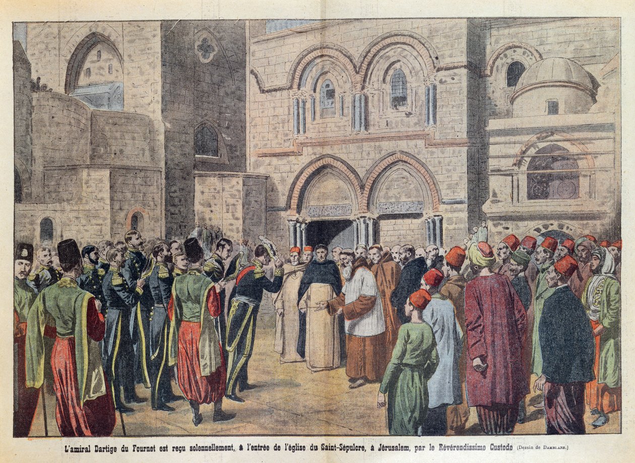 De ontvangst van admiraal Dartige du Fournet (1856-1940) in de Heilig Grafkerk in Jeruzalem, illustratie uit 
