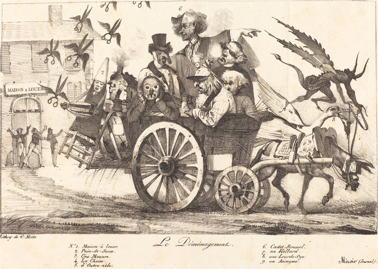 Le Déménagement de la Censure, ca. 1821 door Eugene Delacroix, Charles Etienne Pierre Motte