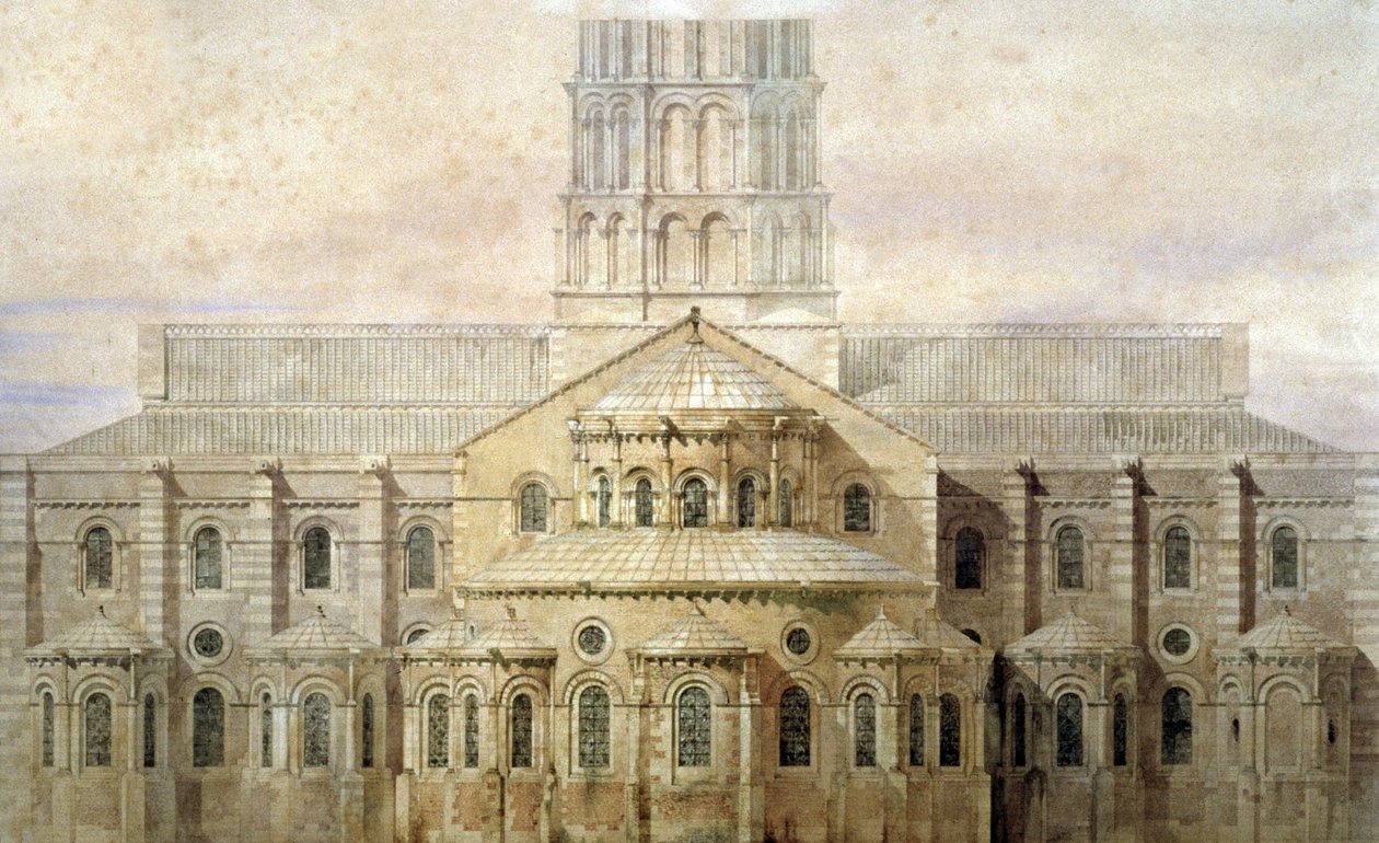 Basiliek van Saint Sernin, de apsis, Toulouse, ca. 1845 (illustratie) door Eugene Emmanuel (after) Viollet le Duc