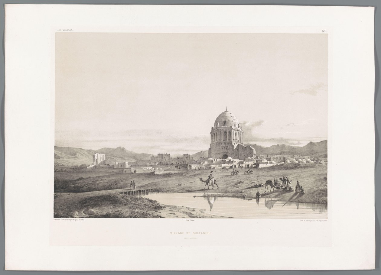 Gezicht op het dorp Soltaniyeh door Eugene Flandin