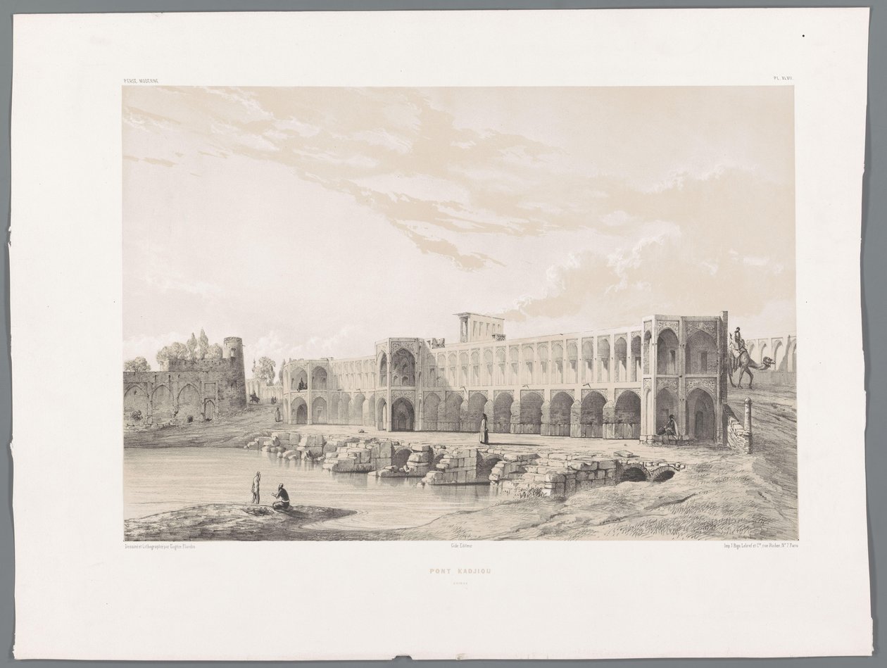 Khaju brug of Pol-e Khaju in Isfahan door Eugene Flandin