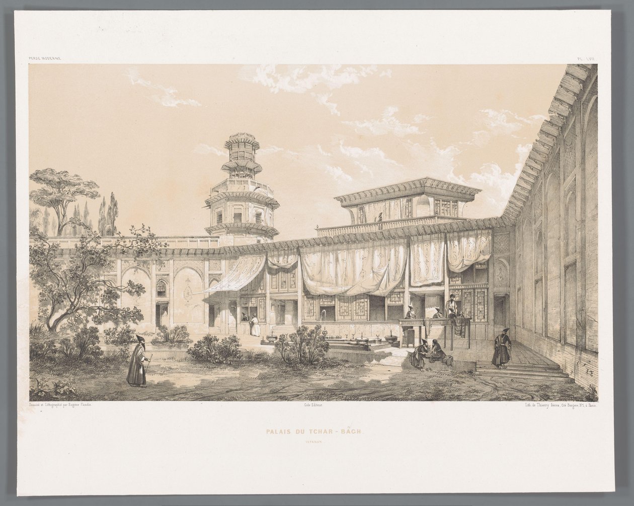 Paleis Char Bagh in Isfahan door Eugene Flandin